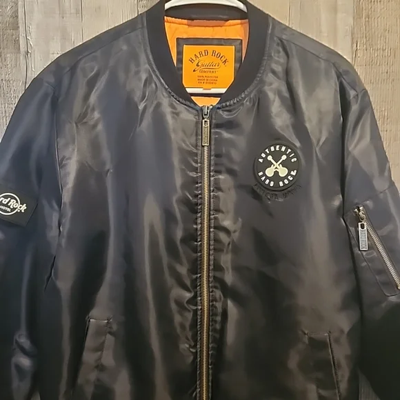Hard Rock Hotel Riviera Maya Bomber Jacket Blue Zip Up Polyester Mens Small - Picture 8 of 12